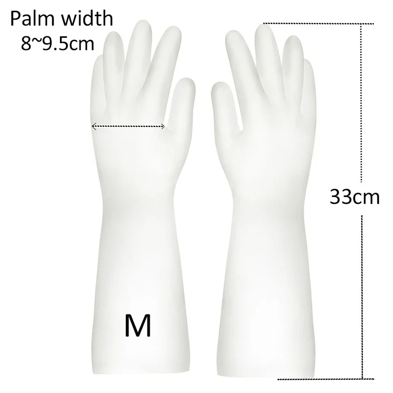 M Latex Dishwashing Gloves Rubber Waterproof Thin Kitchen Cleaning Durable Washing Household Gloves - Цвет: M