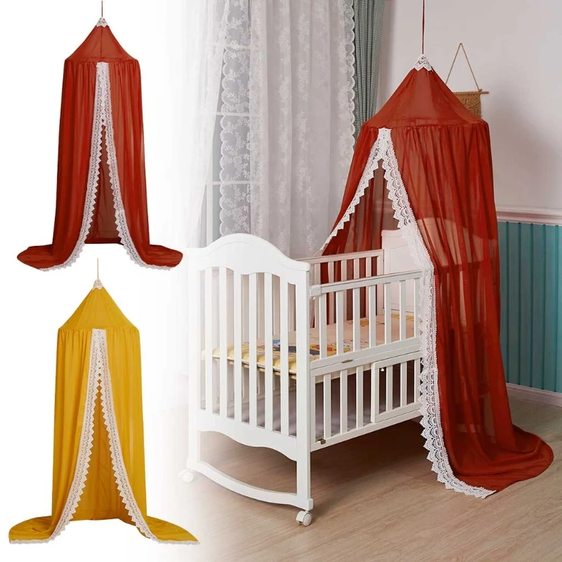 

Baby Crib Cot Hanging Tent Kids Bed Canopy Lace Curtains Round Dome Canopy Tent G99C