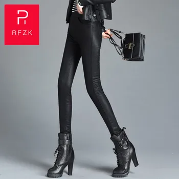

Rfzk Black high Waist Plus Velvet Leather Pants Women 2020 Autumn And Winter Wear Thick Pencil Skinny Bottoming Long Pants
