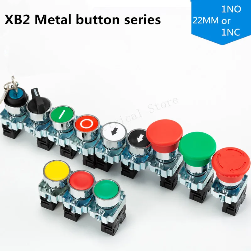 

Button switch self reset XB2 small mushroom head emergency stop 22mm knob key start inching power on XB2-BA31 XB2-BA42