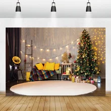 

Christmas Backdrops For Photography Party Tree Cozy Decor Bulb Light Gift Blanket Baby Portrait Photo Background Photo Studio