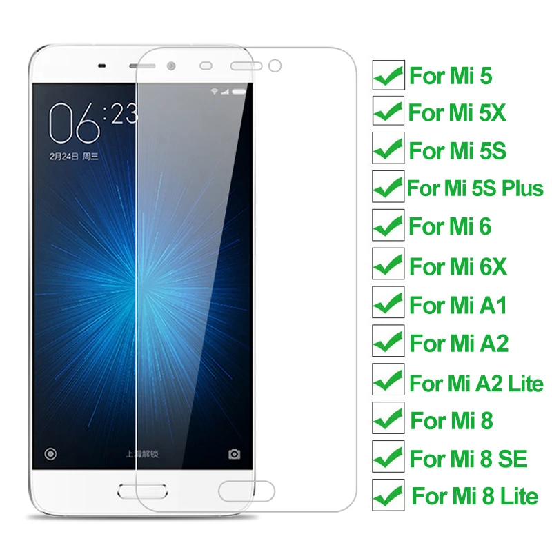 Закаленное стекло твердостью 9H для Xiaomi Mi 5 5X 5S Plus 6 6X A1 защита экрана на 8 A2 Lite Mi8 Pro SE