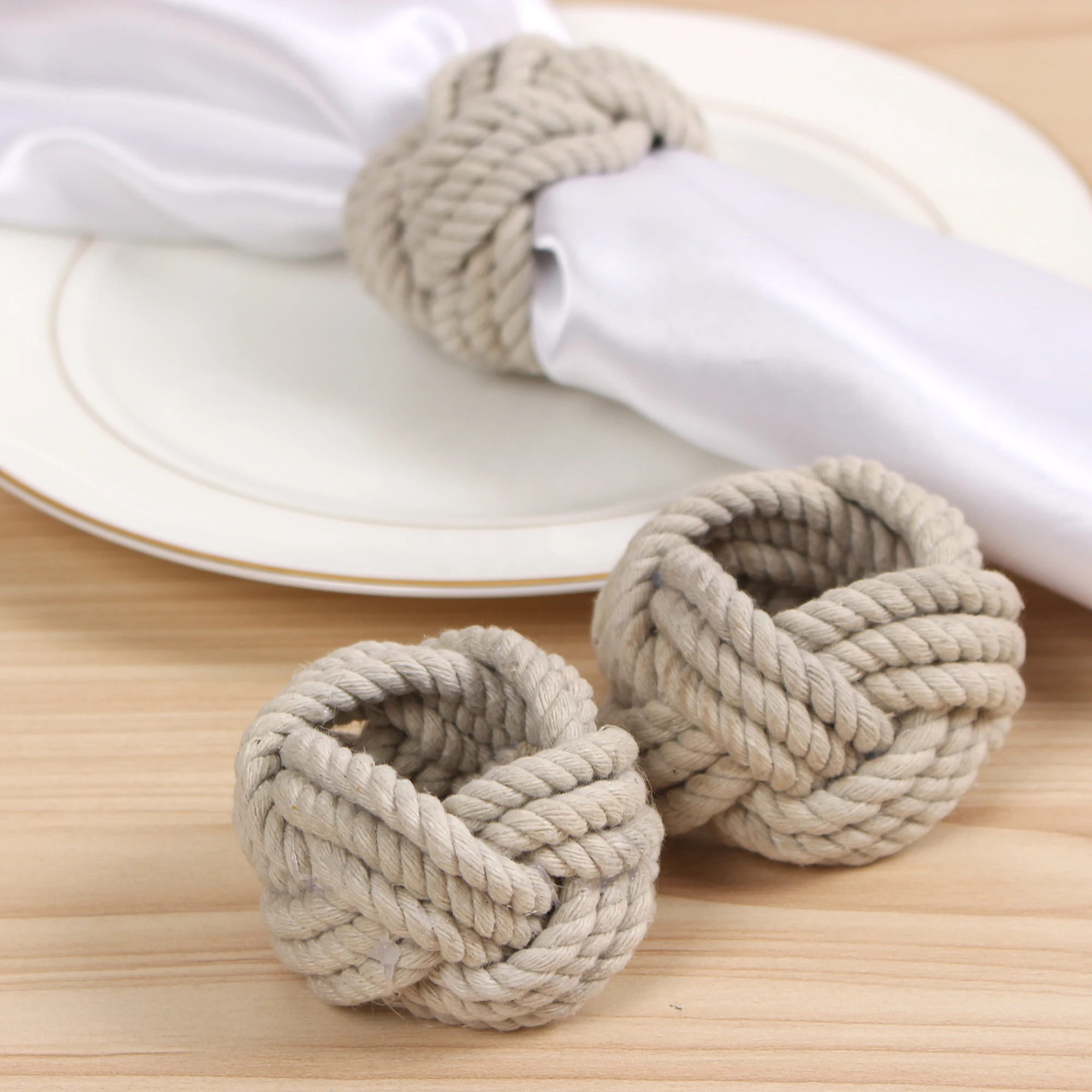 New Natural Jute Napkin Ring Rope Woven Napkin Buckle Linen Rope Napkin