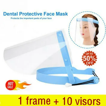 

Anti-Spray Safety Protective Face Shield Adjustable Clear Masks Flip-Up Visor Industry Dental Medical Work