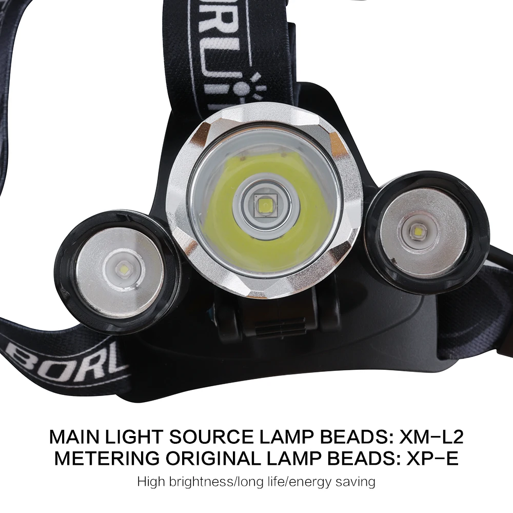 BORUiT XM-L2 светодиодный налобный фонарь 4 режима заряжаемый через интерфейс USB фонарь портативное зарядное устройство в виде фонарика для