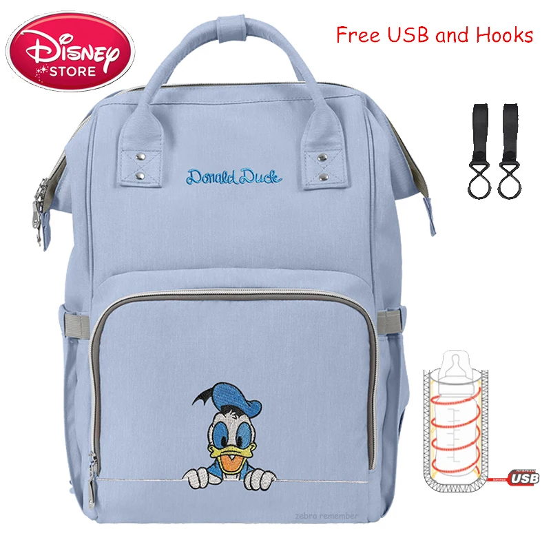 blue Сумка для подгузников disney, usb-утеплитель, рюкзак для мамы и ребенка, сумка для ухода за ребенком, дорожная коляска, сумка для подгузников - Цвет: blue