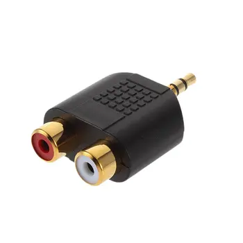 

1Pc Gold-plated 3.5mm Stereo Plug To 2RCA(Red+White) Female Connector Adapter