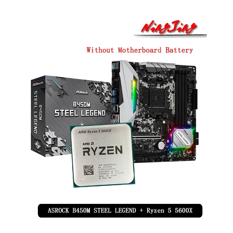 Amd Ryzen 5 5600x R5 5600x Cpu + Asrock B450m Steel Legend Motherboard