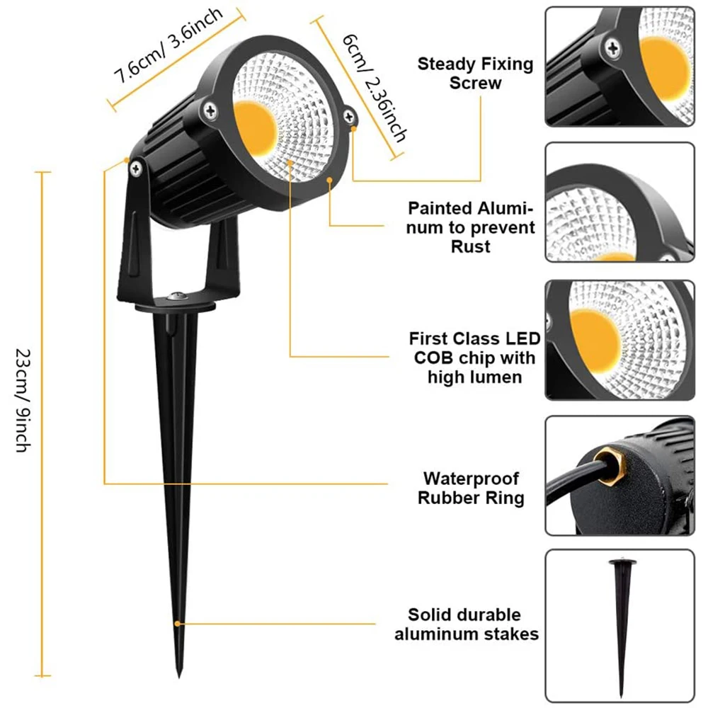 Focos LED RGB impermeables de 5W para jardín,luces COB con RGB #4pcs Focos LED RGB impermeables de 5W para jardín,luces COB con RGB #4pcs
