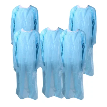 

5Pcs Disposable Apron Household Waterproof Apron Plastic Apron Housework Apron Blue