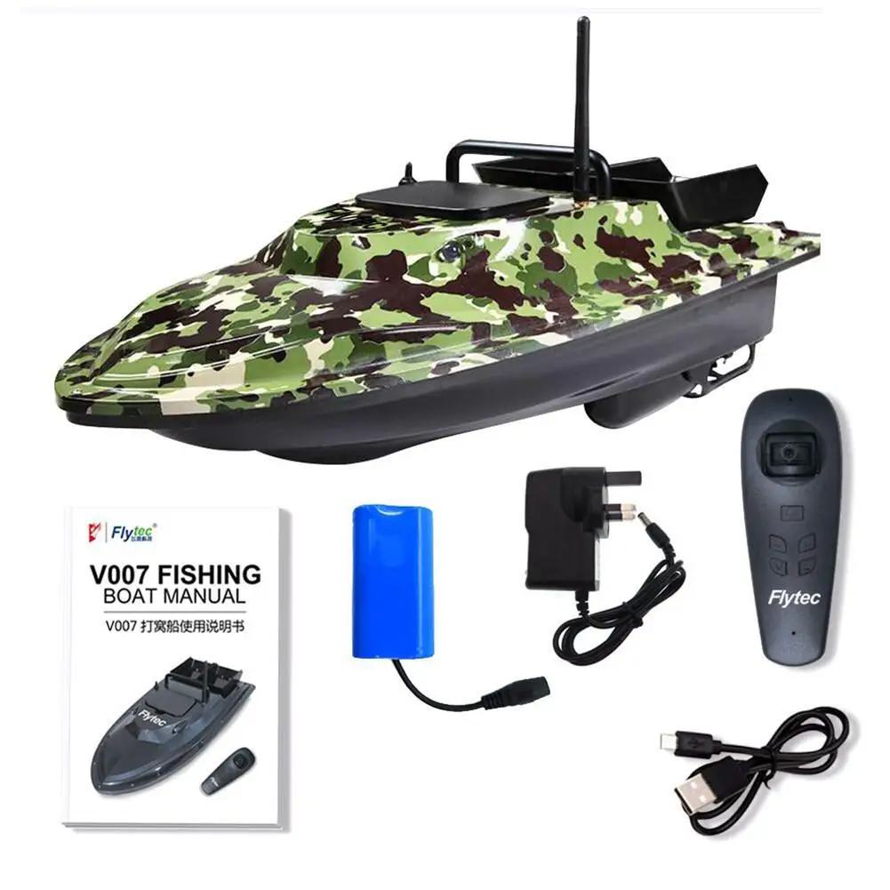 Flytec V007 Intelligent 500m Control Fishing Finder Bait RC Boat Fishing Boat 4.8km/h Double Motor with LED Boat Searchlight