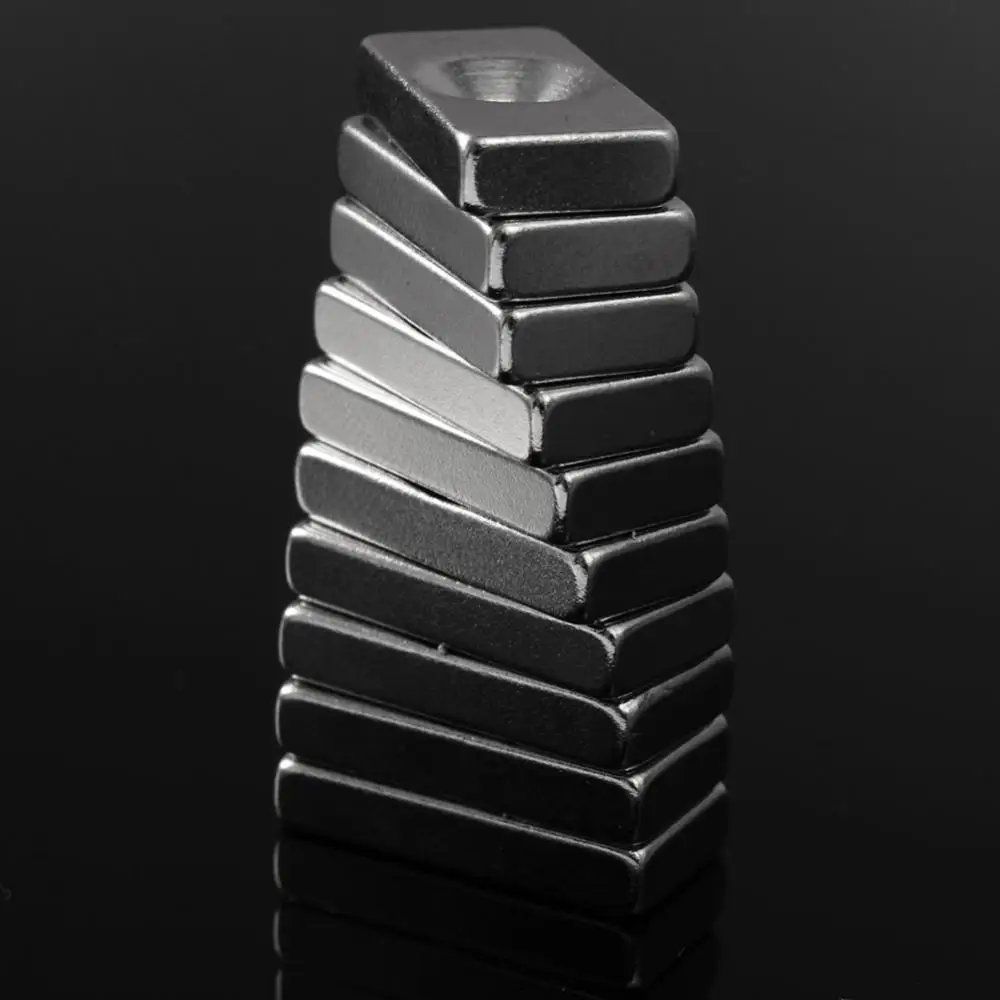 1/5pcs Super Strong Block Magnets 20x10x4mm Hole 5mm Rare Earth NdFeB N35-N52 