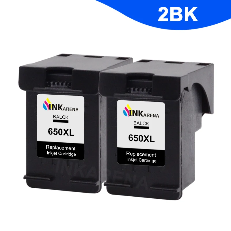 650XL BK X 2 INKARENA Восстановленный картридж Замена для hp 650 650XL Черный трехцветный 1015 1515 2515 2545 2645 3515 Заправка принтера - Цвет: 650XL BK X 2