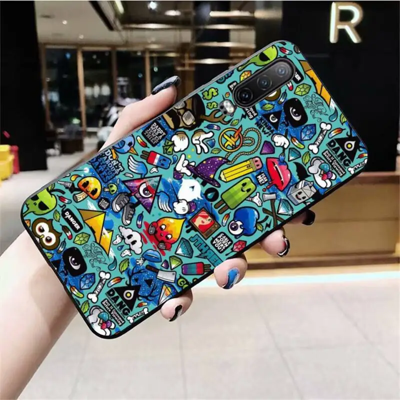 CUTEWANAN Doodle Graffiti Bling Dễ Thương Ốp Lưng điện thoại Huawei P40 P30 P20 Lite Pro Giao Phối 20 Pro P Thông Minh 2019 thủ silicone case for huawei phone