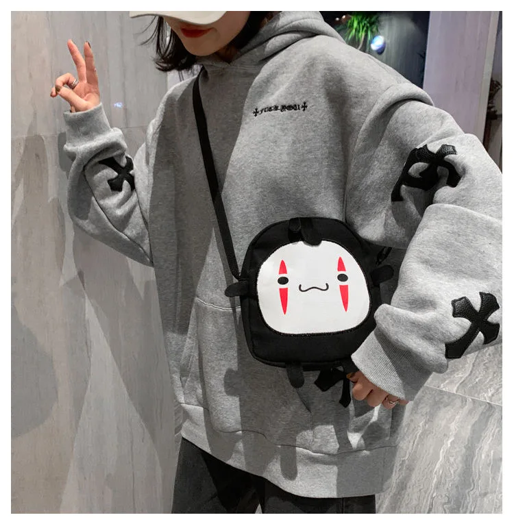 Cartoon No Face Man Bag Hayao Miyazaki Spirited Away Messenger Bag for Kids Adults Halloween Party Cosplay Shoulder Bags