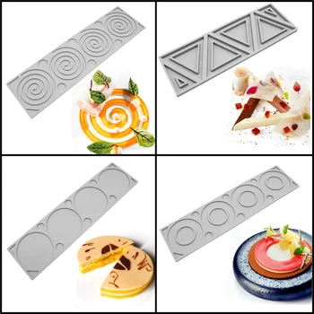 

10 Types Mousse Cake Decorating Tools Party Pastry Baking Stencil Chocolate Chip Silicone Mold Cupcake Topper Decoration Mould