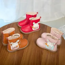 Осенне-зимняя детская обувь; туфли принцессы для девочек с боковой молнией; ботинки с милым кроликом; короткие ботинки; Детские Ботинки martin; Botas