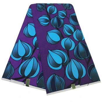 

High Quality Europe And American Fashion Fabrics 6 Yards Purple Print Ankara Polyester Textiles for Lady Sewing