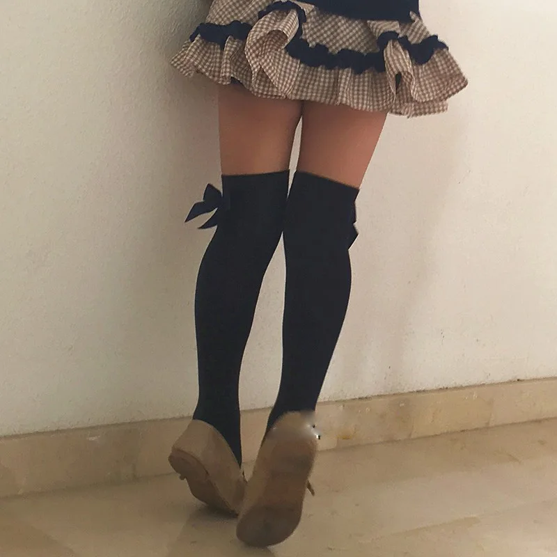 Children's Girl's Royal Style Bow Knee High Socks Baby Toddler Bowknot Socks Kid's Thighhighs Over Knee Sock Sox 3-11Y