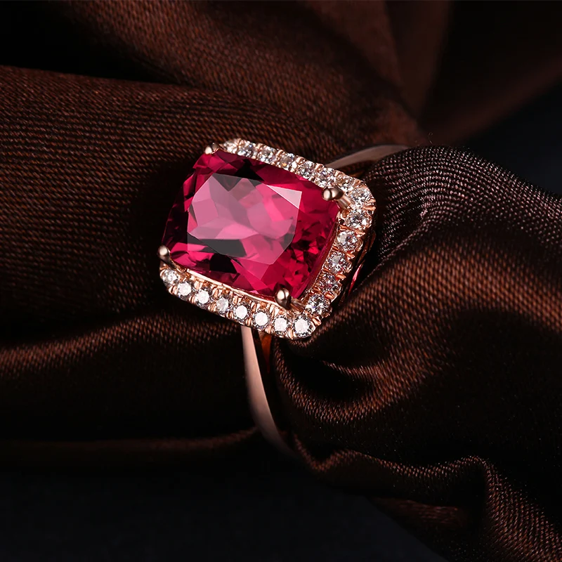 MAQ натуральное красное турмалиновое 18K чистое золото Новинка Топ Кольцо женское кольцо в форме сердца для женщин Настоящее ювелирное изделие