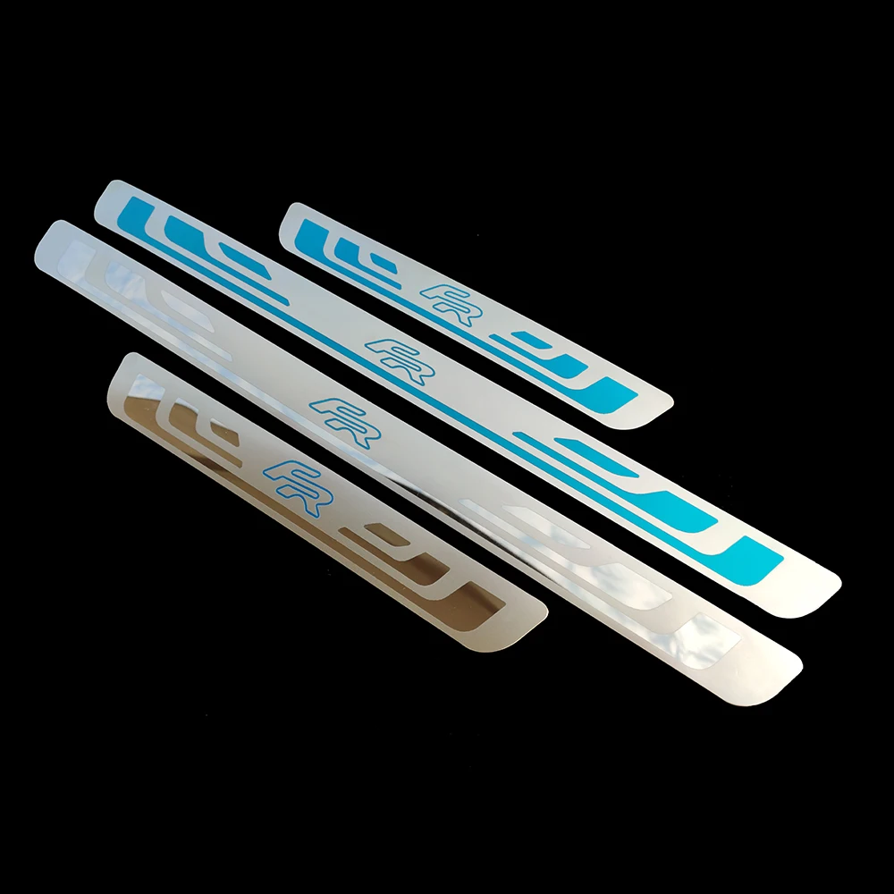 Auto Accessories For SEAT mii electric Toledo Leon Cupra Ibiza FR Stainless Steel Door Sill Trim Protectors Styling Sticker 4Pcs