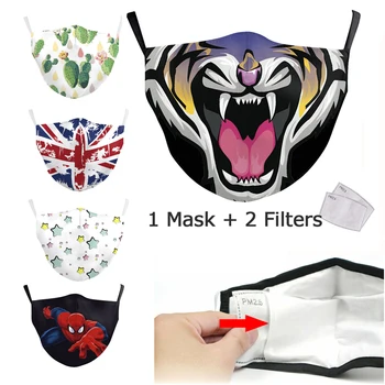 

Mouth Mask Pm2.5 Filter Cartoon Mask Pollution Face Mask Reusable Protective Facemask Kids Cotton Printed with Filter Anti Masks