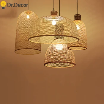 

Modern Bamboo Art Pendant Lights Wood Wicker Chinese Pendant Lamp Suspension Home Indoor Dining Room Kitchen Fixtures Luminaire