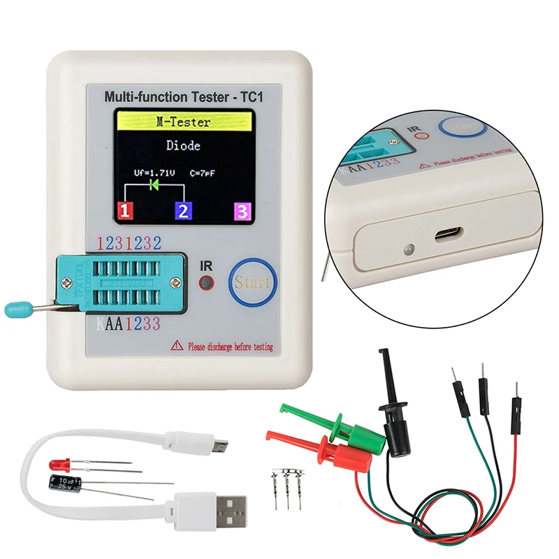 

LCR-T7/LCR-TC Transistor Tester TFT Diode Triode Backlight Transistor Capacitor Tester Colorful LCR ESR NPN PNP MOSFET IR Tester