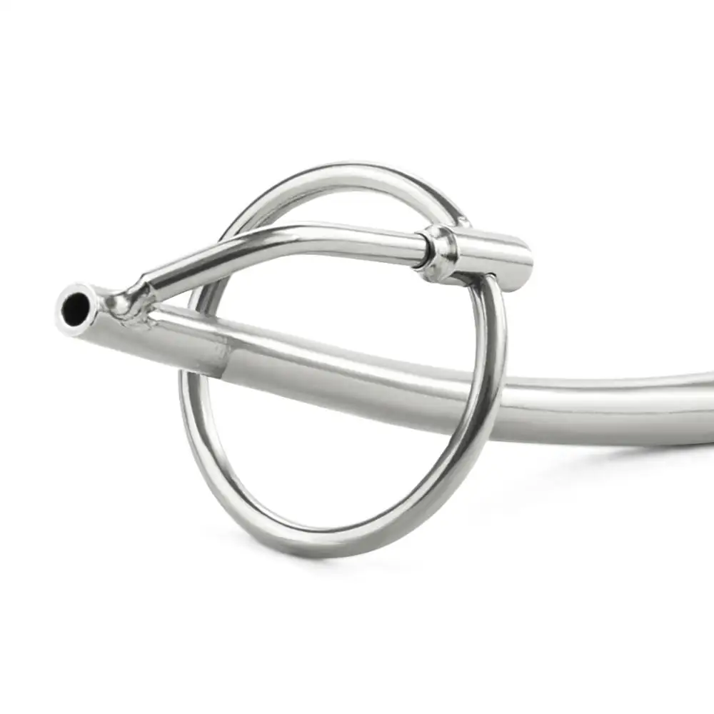 120mm Urethral Sounding Dilators Stainless steel Hollow Penis Plug With Glans Rings Catheters Sex Products for Men Sex Fetish