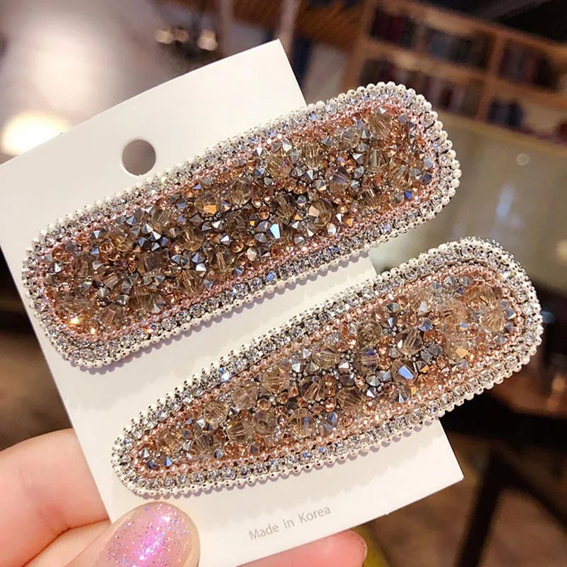 

1PC Ins Square Waterdrop Bling Crystal Hairpins Headwear For Women Girls Rhinestone Hair Clips Pins Barrette Hair Accessories