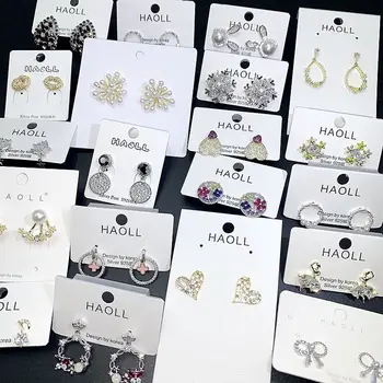 

30 Pairs/lot silver color top quality women earrings jewelry fashion luxury zircon wedding earrings wholesale 200731-41