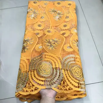 

Hot Sale Yellow African Swiss Voile Lace High Quality New Arrivals Swiss Voile Lace In Switzerland for Wedding Clothes