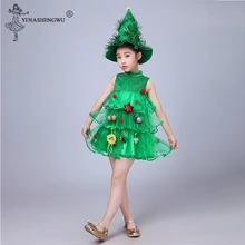 Детское платье для девочек с изображением Зеленой Елки; карнавальный костюм на Хэллоуин; платья; вечерние топы; костюмы; Рождественский костюм эльфа Пурима