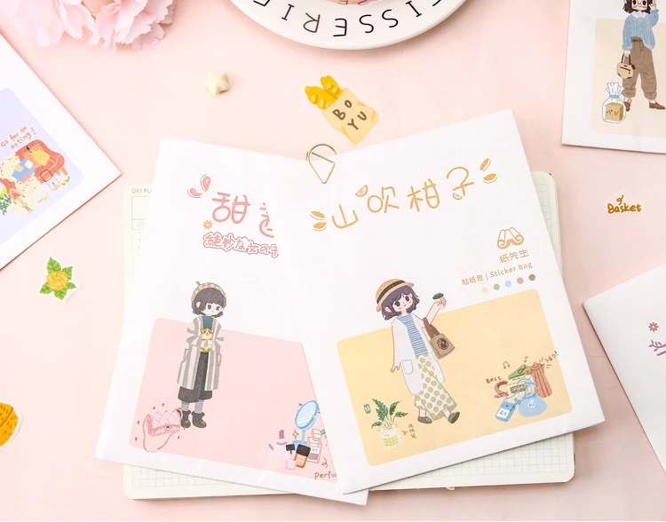 8 Pcs/Set Kawaii Sticker Girls Series Stickers Daily life Envelope Sticker Japan Style Stationery Sticker Journal DIY Material