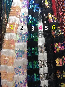 

embroiderd lace fabric Cyndi-8.9402 with sequins beautiful Nigerian sequins lace fabric for party dress