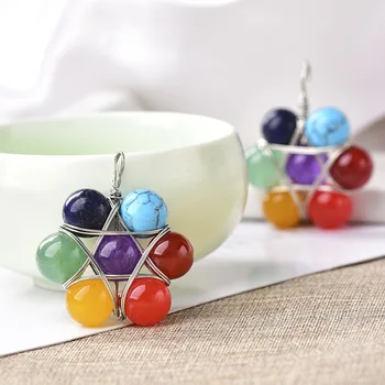 

Natural Crystal Fashion Stone Pendant Colorful Wear Accessories Amethyst Turquoioses Agate Mineral Jewelry Chakra Energy Quartz