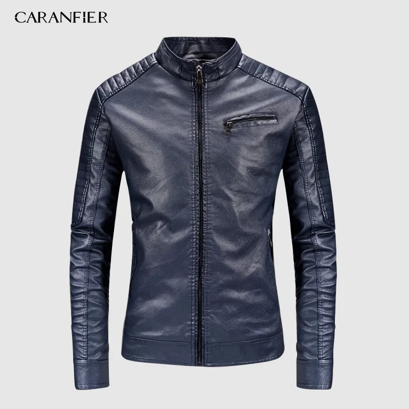 Мужские кожаные куртки CARANFIER зимнее пальто для мужчин бархатная верхняя одежда