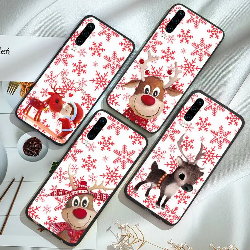 

Christmas Deer snowflake Phone Case For Huawei P 9 8 10 40 Mate 30 Honor 8 8A 20 20s 9x nova 6se 5t Y9s PSMART lite pro 2017