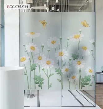

Static Cling Custom Size Window Sticker Daisy Pattern Water-Proof Glass Foil Raamfolia For Partition Cabinet Sliding Door Window