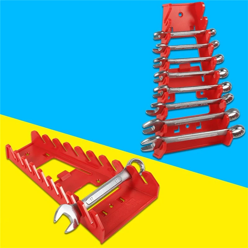 Plastic Red 9 Slot Wrenches Rack Standard Organizer Holder Tools Wall Mounted Simple Portable  Dressing table essentials