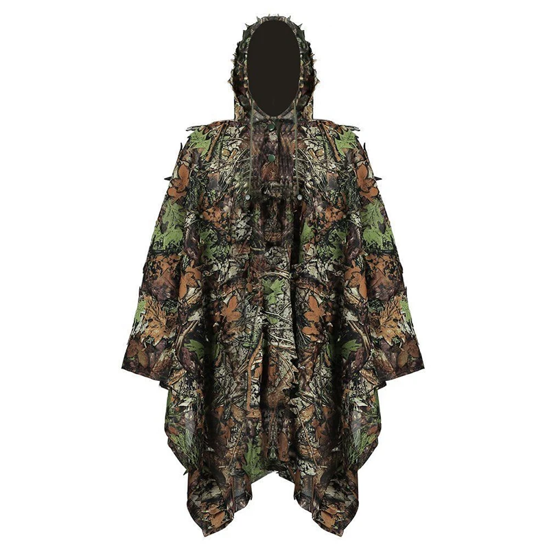 

Camping Military Hooded Cloak Camo Sniper Leaf Clothes Cape Hiding Breathable