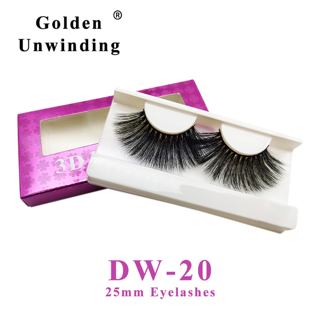 3D Faux Mink Lashes False-Eyelashes 25MM Dramatic Natural Thick Faux Mink Lashes Makeup Eyelash Extension Golden Unwinding