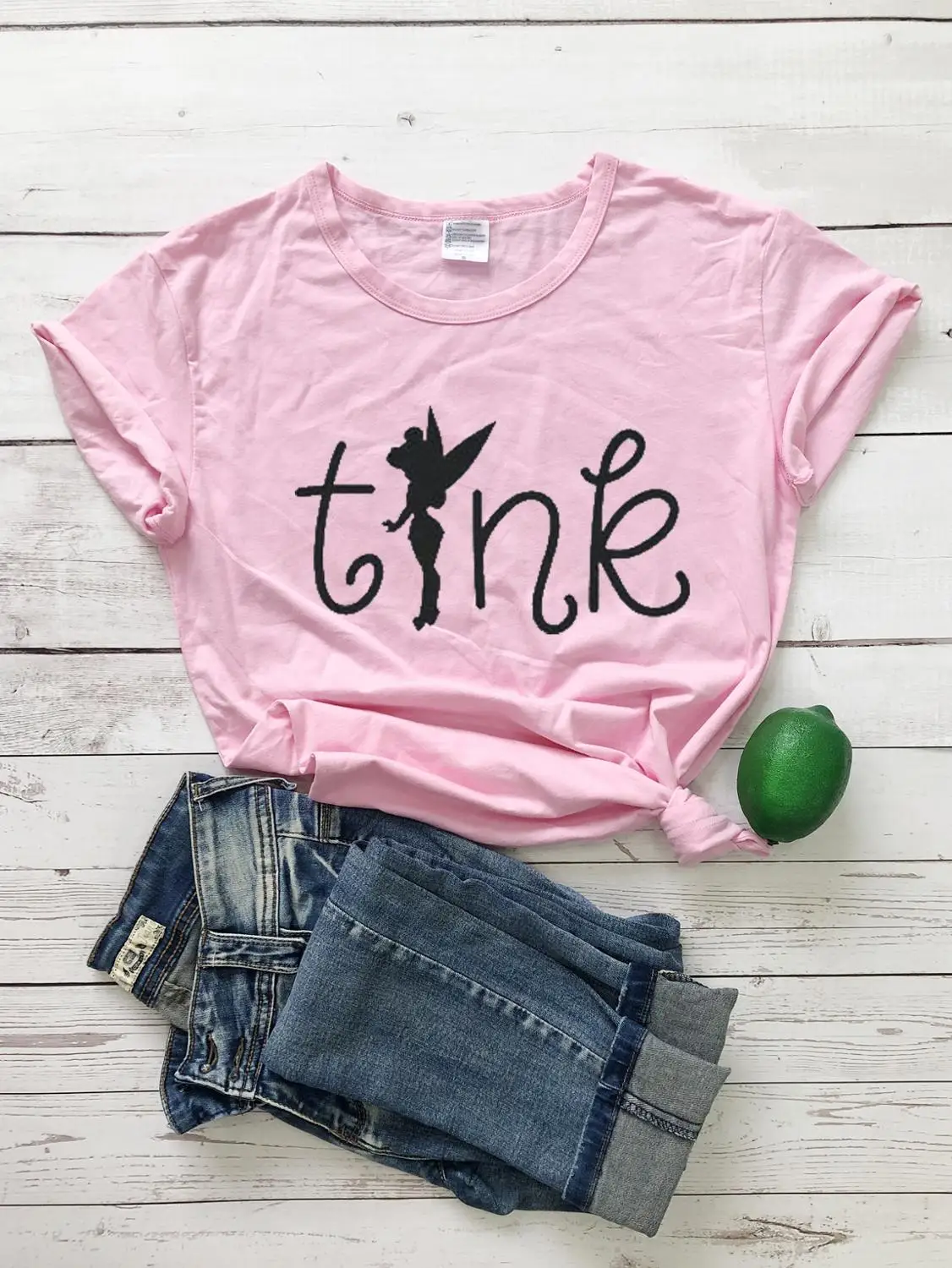 Tinkerbell Графический Женская мода хлопок лозунг гранж футболка в стиле tumblr эстетические футболки