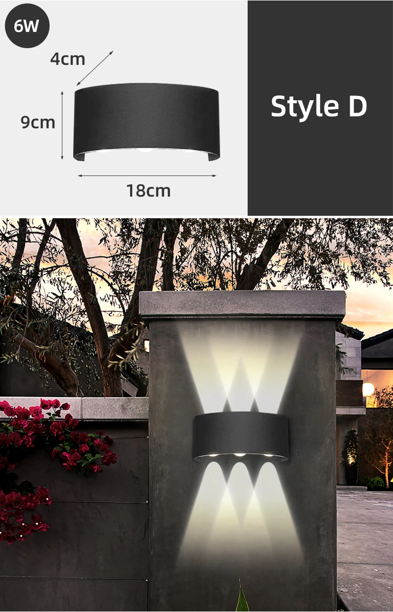 LED Wall Lamps IP65 Waterproof Indoor Outdoor Lighting Aluminum Wall Light For Home Bedroom Bedside Living Room Led Garden Porch black wall lights