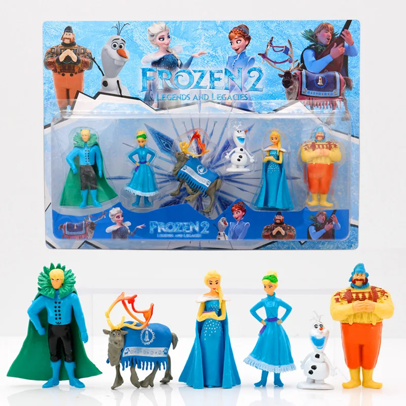 6 шт Frozen2 Снежная Королева Эльза и Анна из ПВХ Фигурки Олаф Кристоф Свен аниме