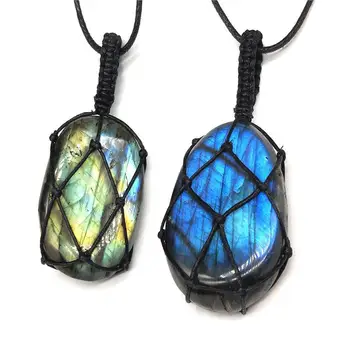 

1PCS High Quality Natural Irregular Pendant Moonstone With Pendant Rope Random Ornament Necklace Send L3U1