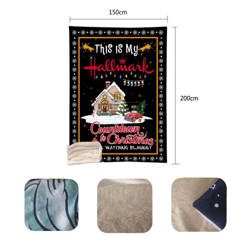 Christmas Movie Watching Blanket Double-Sided Super Soft Cozy Warm Plush Throws For Adults Children Home Decorations