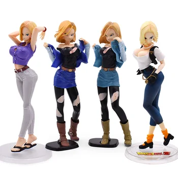 

4 Styles Dragon Ball Z Android 18 Lazuli Anime Cartoon Action Figure PVC Toy Collection figures Model for Friends Christmas Gift