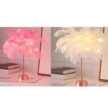 

Creative Feather Table Lamp Tree Night Lights LED Night Lamp for Home Bedside Girl Room Wedding Decoration