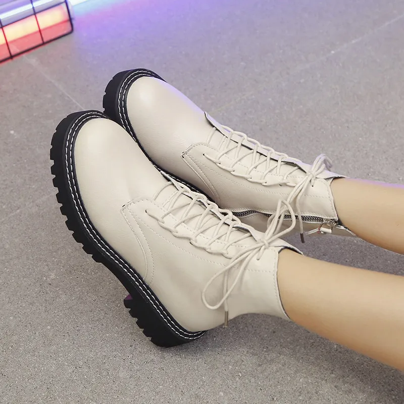 Ceny COOTELILI kobiety okrągłe Toe botki dla kobiet krótkie pluszowe buty zimowe zamszowe zasznurować botki dla kobiet Zip dorywczo mody